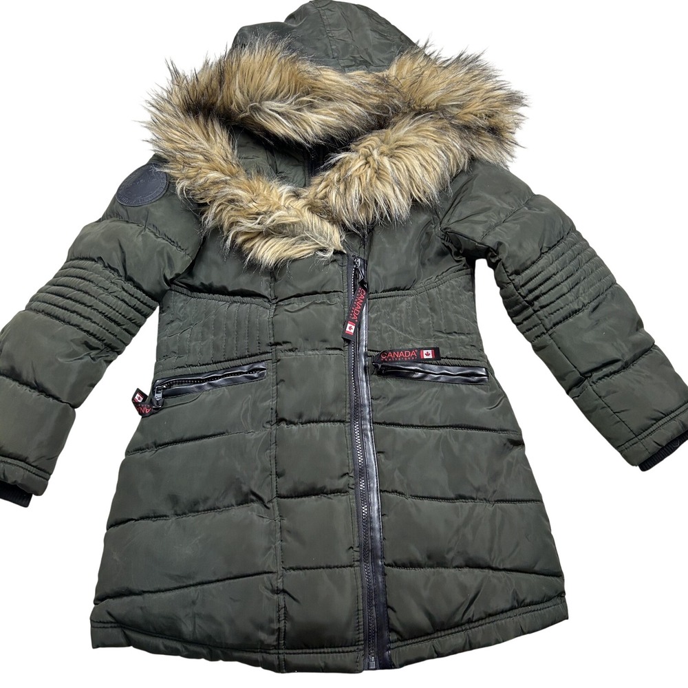 Canada Weathergear Faux Fur Puffer Parka S Olive Green Winter Gorpcore Utility